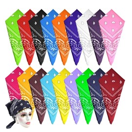 KUUQA 18pcs Paisley Bandanas Assorted Cowboy Bandanas Unisex Novelty Print Head Wrap Scarf Wristband for Women and Men Dye Bandana Paisley Bandanas （color random）