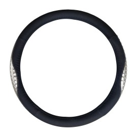 CPR Ostrich Style Texture Black & Grey PU Leather Universal Steering Wheel Cover