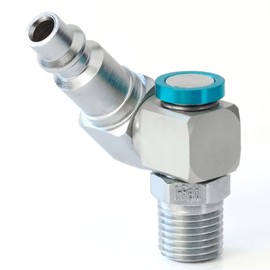 I.Field Air Swivel Fitting 360 Degree Rotating Dual-Axis NPT 1/4″ Quick Plug Connector, 1 Piece, Blue