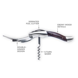 Viski Admiral Oversized Double Hinged Corkscrews, Ebony