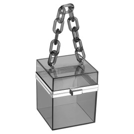 sourcing map Women Acrylic Clear Clutch Purses Square Evening Handbag Box Purse for Wedding Prom Party, Black/Silver