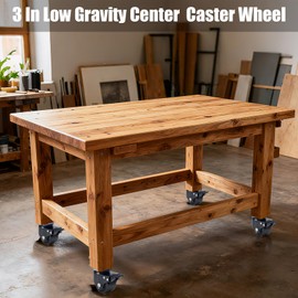 TESUMI Heavy Duty Casters Wheels Low Profile Casters Set of 4 Load Capacity 4400lbs, 3" inch Swivel Plate with Wheel Brake Low Gravity Center Industrial Caster Wheel for Cart, Toolbox Workbench-Black