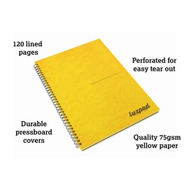 Silvine Luxpad A4 Memory Aid Yellow Paper Notebook - Lined (120 Pages)