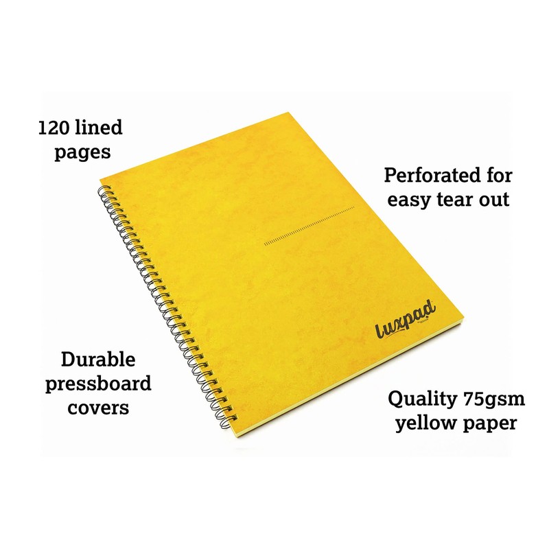 Silvine Luxpad A4 Memory Aid Yellow Paper Notebook - Lined