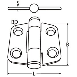 Stainless Steel Hinge with Automatic Holding 38 mm A4/AISI316