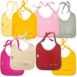 Neek Cotton | Set Baberos Impermeables x8 Piezas - 100% Algodón | Ropa de Bebe Niña - Ropa Bebe Niño | Resistentes Al Agua -Plastificado | Lavables a Maquina- Accesorios para Bebe (Niña)