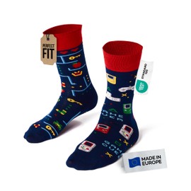 Many Mornings - Mismatched Socks - Funny Socks Unisex - Sizes 35-46 - Gift Idea - Made in EU - Creative, Game Over