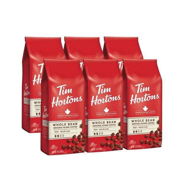Tim Hortons Whole Bean Original, Medium Roast Coffee, Made with