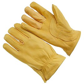 Golden Stag Work Gloves for Men -795 Large Gold Goatskin Leather, Ideal for Gardening Gloves for Men, Construction, Electricians, DIY, Ranchers Patch Palm