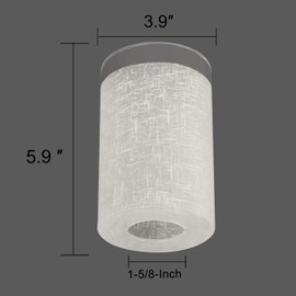 Anmire 2 Pack White Linen Frosted Glass Lamp Shade, Cylinder Light Fixture Replacement Globe or Cover with 1-5/8-Inch Fitter for Pendant Light Chandelier Wall Sconce G0125