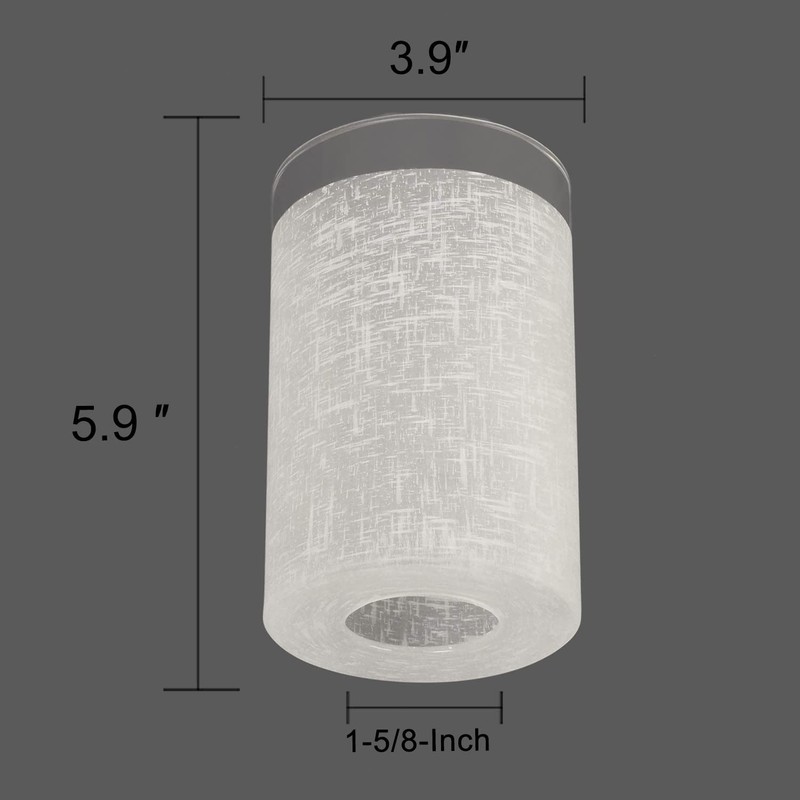 Anmire 2 Pack White Linen Frosted Glass Lamp Shade, Cylinder