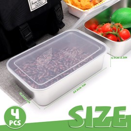 Betinyar 4 Pack Stainless Steel Food Containers Leakproof Food Containers with Lids Reusable Containers for Snack Prep Containers Metal Lunch Containers for Office