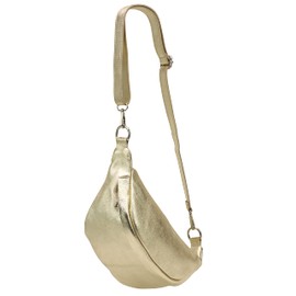 SH Leder Marie G528 Genuine Leather Waist Bag for Women Men Unisex Belt Bag for Festival Travel Bum Bag Medium Crossbody Bag Women Leather Bag 32 x 17 cm (Gold)