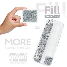 qiipii Clear Silver Resin Rhinestones for Crafting Crystal White Flatback Rhinestones 3mm 4mm 5mm Non-Hotfix Stones Diamonds Crystals Gems Charms for Nails Face Eyes Makeup Tumblers Bottles DIY Crafts
