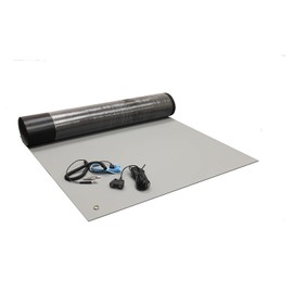 Groundhug by Scientific Americas - ESD Anti Static Mat - Soldering Mat with Anti Static Wrist Strap & Dual Common Point Grounding Cable - Heat Resistant, Dual Layer Rubber - 1' x 2', Gray