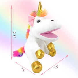 Unicorn Toys Unicorn Hand Puppet, Unicorn Stuffed Animals Hand Puppets Unicorn Toys for Girls, Puppets for Kids Rainbow Unicorn for Kids Puppets for Adults Unicorn Gifts Plush Stuffed Unicorn