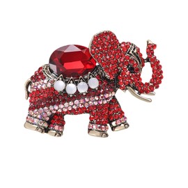 Red Rhinestone Elephant Brooch for Women, Vintage Crystal Elephant Lapel Pin, Elegant Animal Brooch Pins for Suit Dress Hat Bag, Lucky Elephant Jewelry Gift for Birthday Mother's Day Christmas