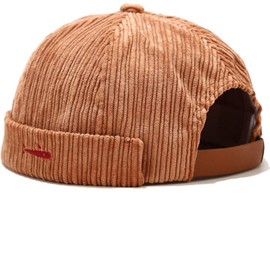Faringoto Men's Skullies & Beanies Docker Hat Men's Trawler Fisherman Beanie Brimless Cap Rolled Cuff Retro Sailor Cap, camel
