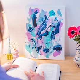 Sculpd Canvas Painting Kit, Abstract Canvas Painting, 4 Acrylic Paint Colours, 2 Brushes, Artist Canvas, Additional Artist Supplies, Studies Book & Guides, Suitable for Beginners & Artists (Neutral)