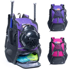 VIGEGARI Youth Baseball Bag, Baseball Backpack for Boys,Youth, Adults-Bat Bag, Softball Bag, T-Ball, Softball Equipment & Accessories for Bat, Glove Holder, Helmet, Shoes Compartment, Baseball Gifts