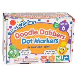 Ready 2 Learn Doodle Dabbers Dot Markers - Set of 6 Washable Colors - Non Toxic - Unique Toddler Grip - Markers for Kids