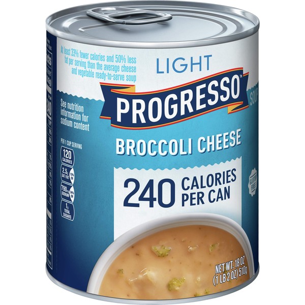 Progresso Light, Broccoli Cheese Soup, Gluten Free, 12 Cans, 18 oz