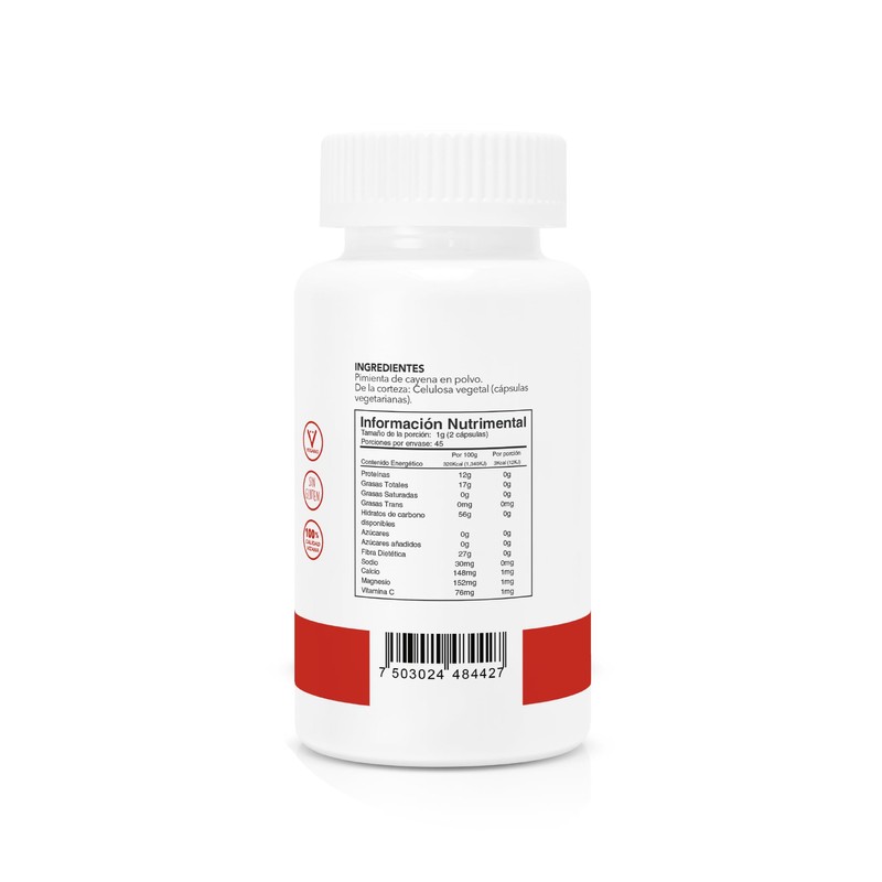 VIZANA NUTRITION | Pimienta de Cayena Natural en Cápsulas HPMC
