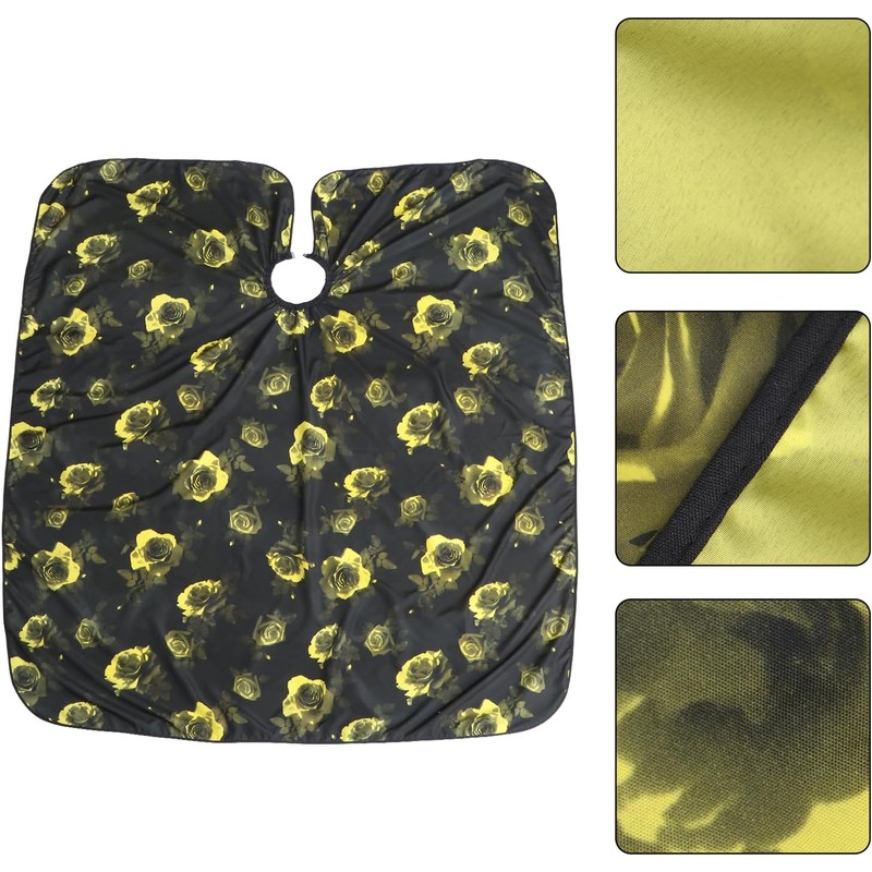 HOMSFOU Delantal de Peluquería Estampado Floral Amarillo de Poliéster Corte