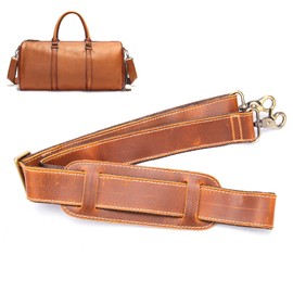 Genuine Leather Bag Strap Replacement Shoulder Strap Adjustable with Padded for Duffel Bag, Crossbody Bag, Laptop Bag, Briefcase, Messenger Bag,Brown