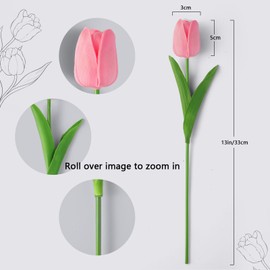 ZYIMYBER 20pcs Artificial Tulip Silk Fake Flowers Real Touch Bouquet Bulk Easter Home Kitchen Wedding Party Decorations (Pink)