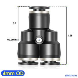 TAILONZ PNEUMATIC Black Y spliter 3 Ways - 4MM Tube OD Push to Connect Tube Quick Fittings Push Lock PY-4 (Pack of 10)