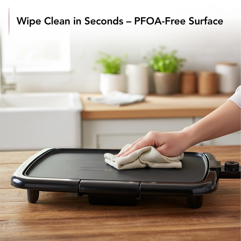 OVENTE Electric Griddle with 16 x 10 Inch Flat Non-Stick