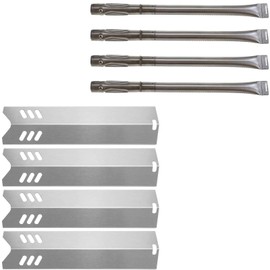 Bigbox Grill Replacement Parts for Dyna Glo DGF493BNP, DGF510SBP, 4 Pack BBQ Grill Heat Shields and Grill Burners for Backyard Grill GBC1461W, BY15-101-001-02, BY14-101-001-02, BY13-101-001-12 Parts