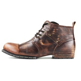 OSSTONE Moto Boots for Men Fashion lace-up Leather Chukka Boots Casual Shoes OS-6015-2-retro-brown-10.5-R，Retro Brown, Men's Size US10.5