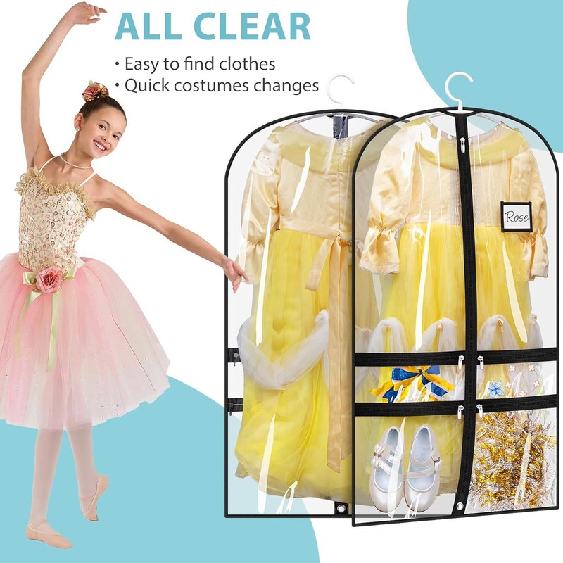 2pcs Garment Bags for Hanging Clothes Transparent Clothes PVC Dustproof