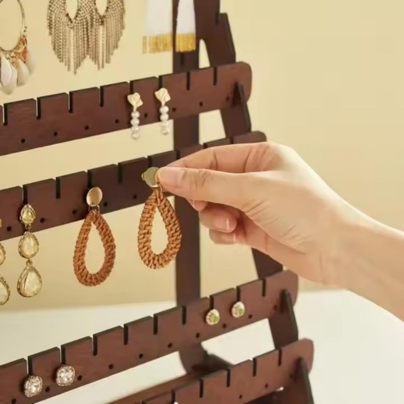 EEUOPQ Wooden Earring Display Stand, 7 Tiers, Earring Holder, Large