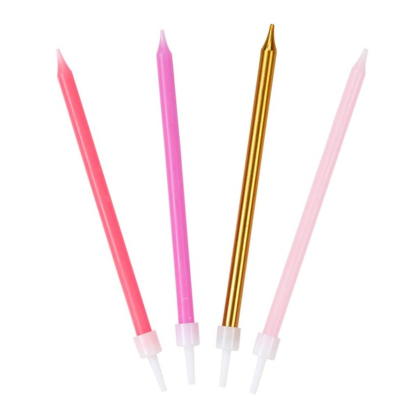 Talking Tables Cake Candles in Holders Short Thin Candles for
