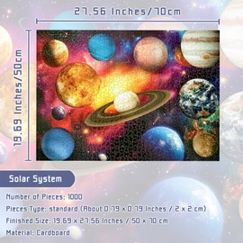 MISITU Jigsaw Puzzles 1000 Pieces for Adults Challenging Difficult Puzzles Christmas Birthday Gift Game Toys Solar System 19.69 x 27.56 Inches
