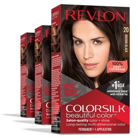 Revlon Colorsilk Beautiful Color, Brown/Black, 3 Count