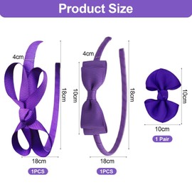 2 Pieces Of Bow Hairbands, 2 Pieces Of Bow Hairpins, Purple Hair Accessories, Girls' Headbands, Clothing Accessories Jewelry, Purple Headband Decoration