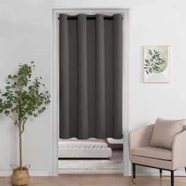 XWZO Door Curtain for Doorway Privacy and Short Closet, 63 Inches Long Light Blocking and Thermal Insulated Windwow Treatment Doorway Curtain Grommet Top, 1 Panel, W52 X L63, Grey