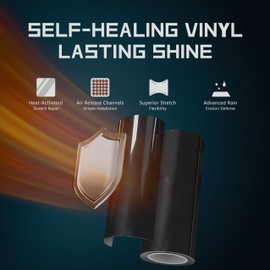 PBEE Scratch Heat Repair High Gloss Piano Black Premium Vinyl Roll for Car Wrap, Vehicle, Moto, Furniture (2.5ftx 5ft)