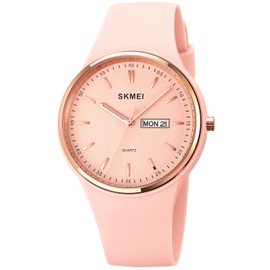 PASOY Fashion Simple Women's Watches Silicone Rose Gold Big Dial Sports Outdoor Watches for Women Analog Pink Reloj de Mujer