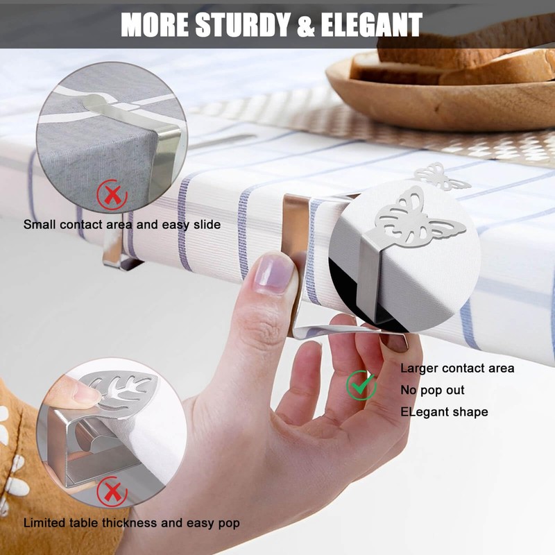 Table Cover Clamps Tablecloth for Thick Tables, Garden Table, Restaurant,