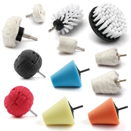 Medoon Polishing Pad Buffing Wheel Kit 12 Pack, Polishing Ball for Drill,for Car Care Metal Aluminum Stainless Steel Chrome Wood Plastic Ceramic Glass Woods Fabric Cotton Machine Jewelry