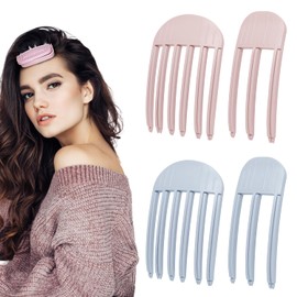 4Pack Hair Volume Clips, Volume Hair Clips for Fluffy Bangs, Easy High Crown Volumizing Hair Clips for Women，Root Clips for Curly Hair Tool Natural Voluminous Look. (2Pink+2Blue)