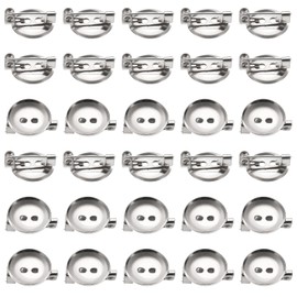 uxcell 50 Pcs Silver Brooch Blank Round Trays with Alligator Clip and Pin Metal Brooch Clasp Clip Pins Disc Base for Corsage ID Badges Name Cards Tags DIY Craft (15mm/0.6")