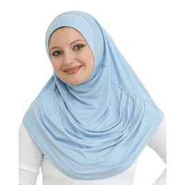 Prien Hiyab liso listo para usar para mujeres, turbantes instantáneos musulmanes, bufanda de jersey suave, ropa islámica, hiyabs largos, Abaya, Azul, Estándar