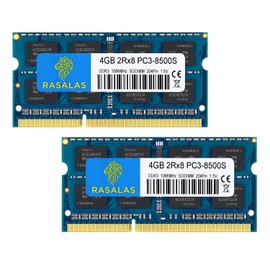 Rasalas 8 GB 2 x 4 GB DDR3 SODIMM RAM Memory Modules for Laptops, 1066 MHz, PC3-8500, 2Rx8, 1066, PC3-8500S, 1.5 V, CL7