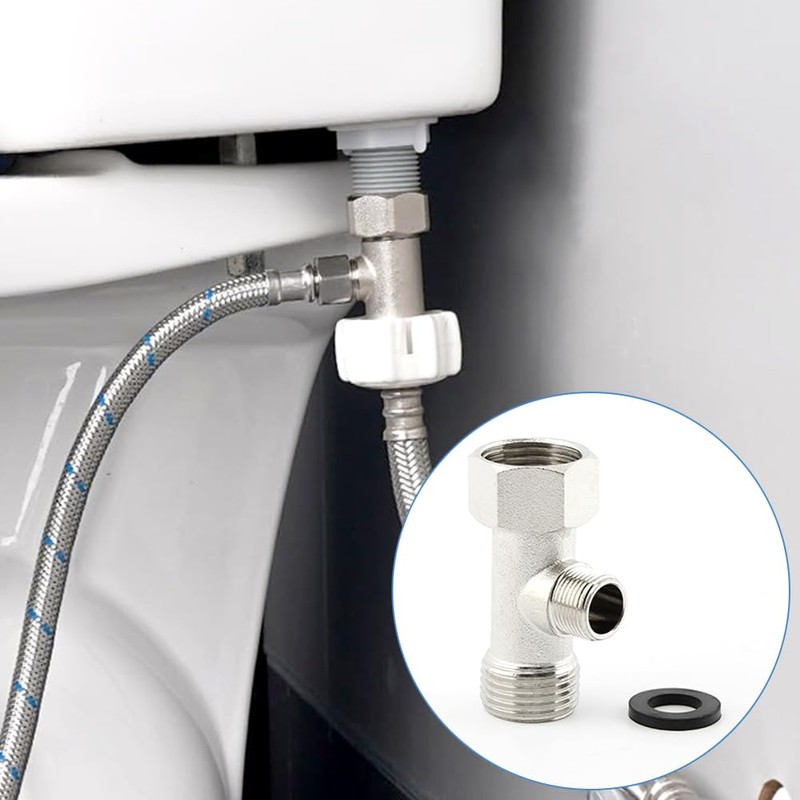 Bidet T Adapter, 3 Way Adapter or Tee Connector (Thread